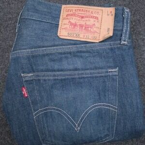 Levi's 501 Button Fly Jeans Mens 32x32 Made in‎ Mexico Classic Blue Denim